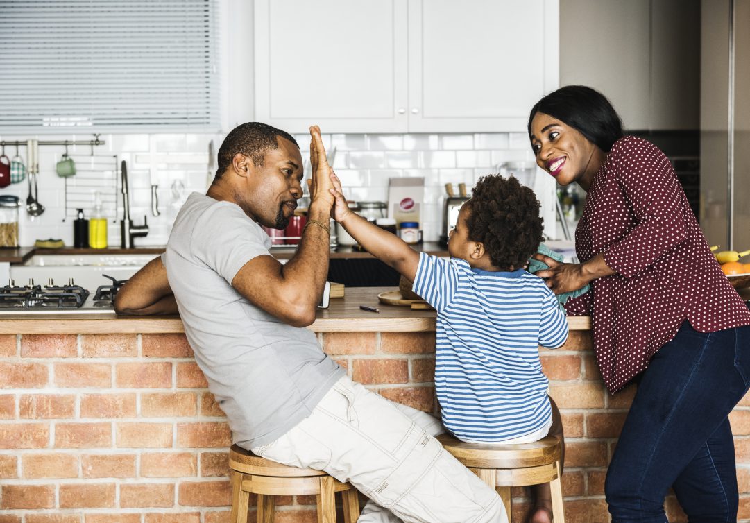 Black family spending time together